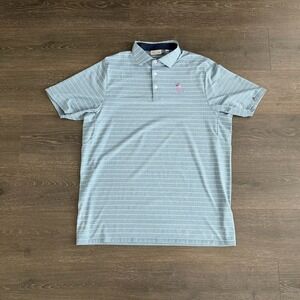 Mens 2XL 56 KJUS Shirt UPF 50 Comfort Fit Polo Blue Golf St Michaels Marina Logo